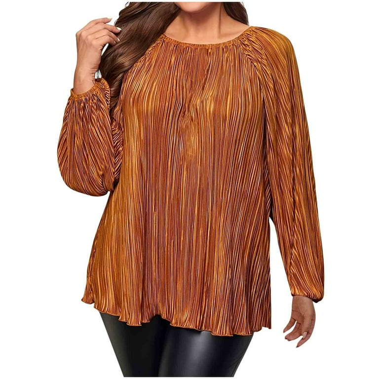 BSDJILFG Plus Size Tops for Women Business Casual Textured Ribbed