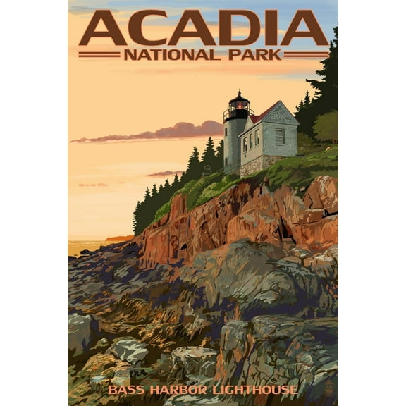Art.com Acadia National Park, Maine - Bass Harbor Lighthouse Art Print by Lantern Press, 12" x 18"