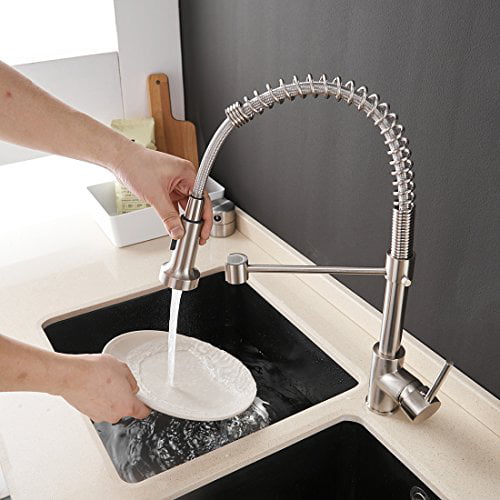 OWOFAN Kitchen Sink Faucet Pull Down Sprayer Spring Single Handle Solid Brass1 