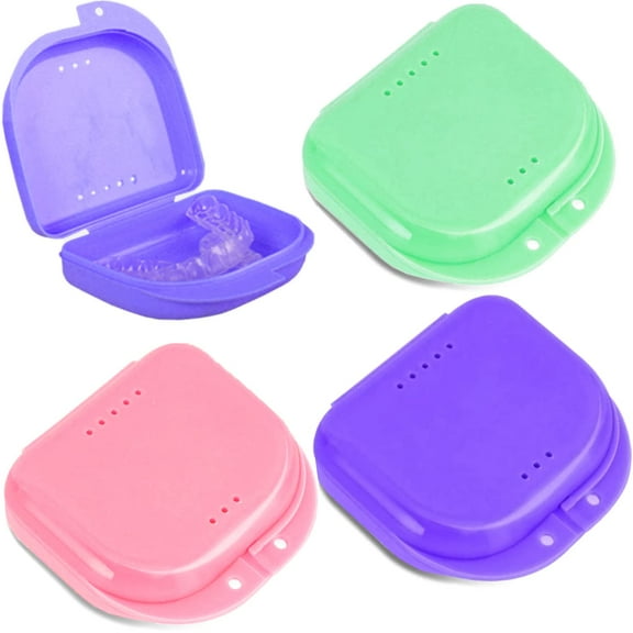 Retainer Case, 3 Pack Orthodontic Retainer Holder Cases (Green/Pink/Purple)