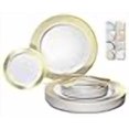 thumbnail image 3 of " OCCASIONS " 600 Pcs Set & 120 Guest Wedding Disposable Plastic Plate & Silverware Combo Set (Linen White & Gold, Gold Silverware), 3 of 4