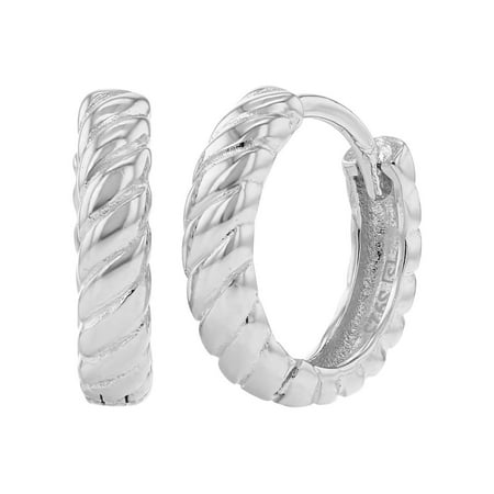 Braid Silver Earrings - 925 Sterling Silver Hoop Earrings for Girls Braided Huggie 0.31