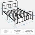thumbnail image 2 of Classic Metal Platform Bed Frame Mattress Base, Queen/Black, 2 of 4