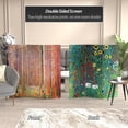 thumbnail image 2 of Red Lantern 4 ft. Short Klimt Canvas Folding Screen - Tannenwald/Farm Garden, 2 of 7