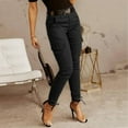thumbnail image 2 of BODOAO Casual Women's Solid Cargo Pants Belt Casual Zipper Pocket Without Design Color Yoga Pants Women's Mid Waist Skinny Jogger Flap Pocket Motorcycle Western Cargo Pants Slim Fit Jeans Black S, 2 of 4