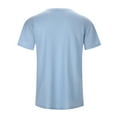 thumbnail image 3 of Hiiyo T-Shirt Uni pour Homme Grande Taille, Manches Courtes, Col Ras du Cou, Bleu, 3 of 7