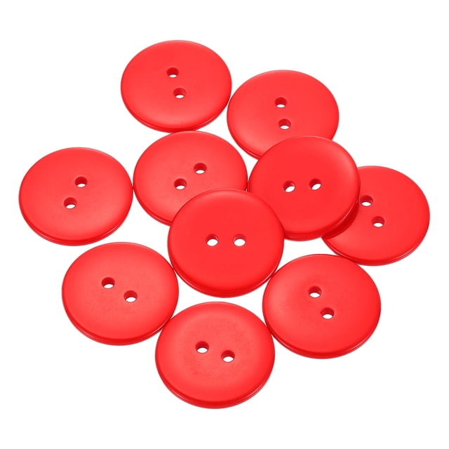 Uxcell 10Pcs Botón de costura de resina, 30mm botones redondos de 2 agujeros color rojo