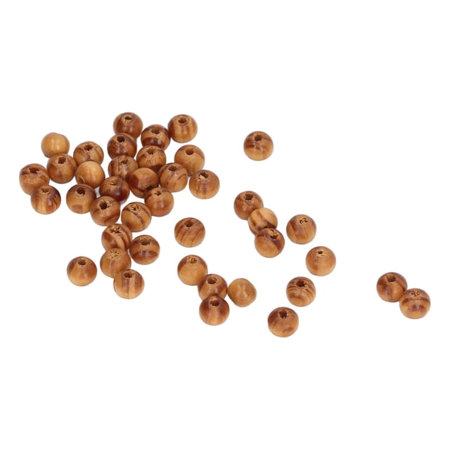 Perles en Bois, 800 Pcs 8mm Perles Rondes en Bois de Pin Brun pour Fabrication de Bijoux