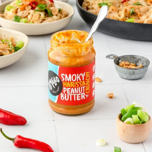Yumello Crunchy Smoky Harissa Peanut Butter 285g, British Import (Pack of 2)