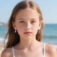 thumbnail image 4 of 925 Sterling Silver CZ Seashell Hoop Earrings for Women Teens Starfish Huggie Earrings Dangle Beach Earrings, 4 of 9