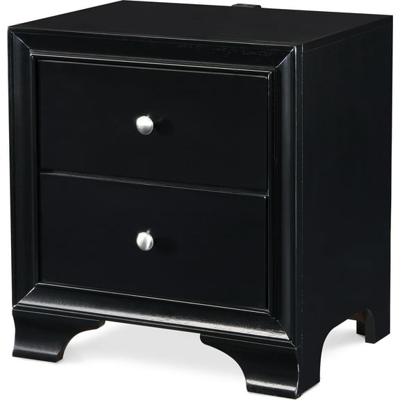 ClickDecor Edmond 2 Drawer Nightstand with USB Black