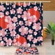 thumbnail image 1 of ABPHQTO Cortina de ducha con diseño de flores de cerezo japonés sobre un fondo oscuro, 160x180 cm, con felpudo, alfombras de baño, 40x60 cm, 1 of 1