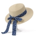thumbnail image 3 of Nfurl Women's Straw Hats for Sun Protection Wide Brim Summer Hats Elegant Bowknot Sun Hats for Tea Party Beach Vacation Gardening Travel,Beige, 3 of 7