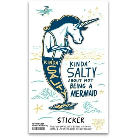 Kinda' Salty About Not Being A Mermaid Unicorn Vinyl Sticker