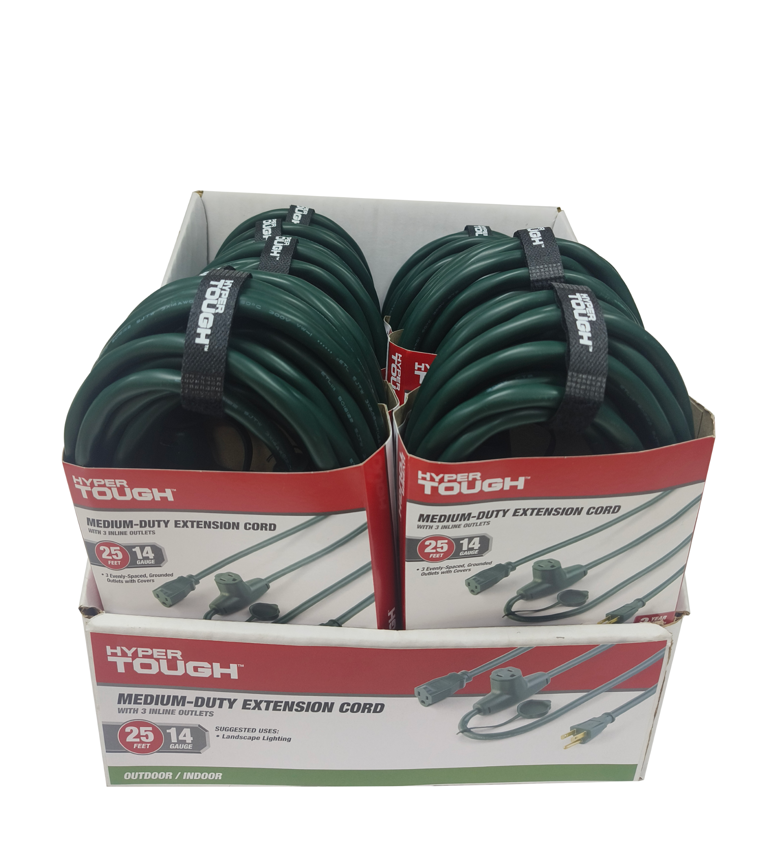 Hyper Tough Extension Cord, 25 Ft, 14AWG, 3-Prong, Green photo 3
