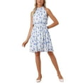 thumbnail image 2 of INSPIRE CHIC Women's Halter Neck Sleeveless Smocked Waist Floral Dress L White, 2 of 6