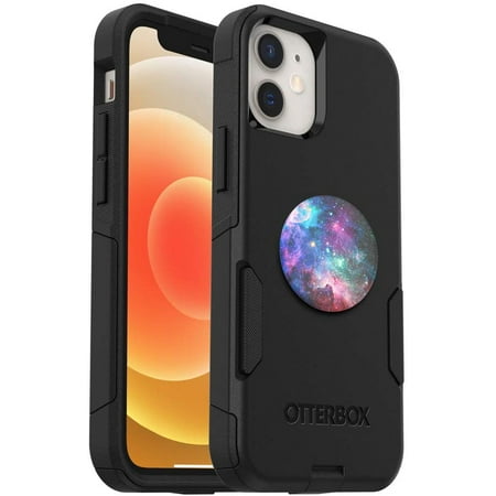 OtterBox Commuter + PopSockets Series Case for iPhone 12 Mini, Black Blue Nebula