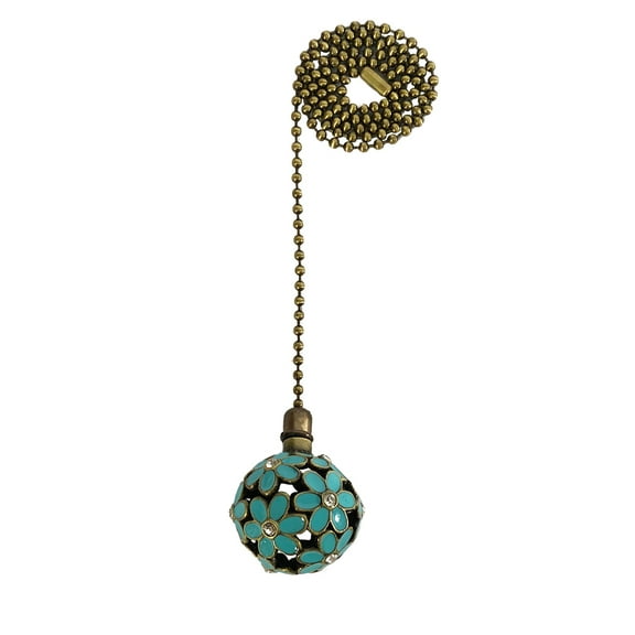 Royal Designs 24 Inch Adjustable Ceiling Fan Pull Chain Extension with Glamorous Daisies Ornament, Green