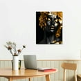 thumbnail image 2 of ONETECH African American Canvas Wall Art Black Women Gold Picture Prints Abstract Gold Rose Paintings for Bathroom Living Room Decor Frame (African Girl 16x20in), 2 of 4