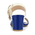 thumbnail image 3 of DARING DIVA Women's Slingback Block Heel Sandals with Buckle Decor Blue White 5.5, 3 of 7