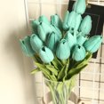 thumbnail image 3 of Inteprter Mini flor artificial, lirio único, tulipán, flor monarca, flor falsa de PU, decoración para el hogar y la Oficina, decoración para Flores artificiales azul cian Inteprter HA6563-12B, 3 of 6