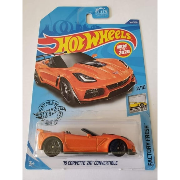 Hot Wheels DieCast  '19 Corvette ZR1 Convertible Orange, 2020 Factory Fresh 2/10 Long Card