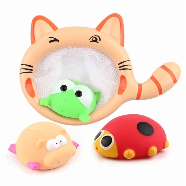 Baby bath water toy - Baby Bath Toys for Luminous Animals Set, Bath Time Toy Bathroom Wall Bathtub Tub Shower Kids Baby Infant Girls Boys Age 18months and up(Cat fishing with 3 animals)