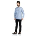 thumbnail image 3 of In-Sattva Men's Double-Breasted Pullover Sattva-Collar Henley Style Kurta Tunic; Natural Linen; LG, 3 of 7