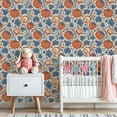 thumbnail image 3 of Peel and Stick Wallpaper 23.6in x 9.8ft Pumpkin Floral Vine Rustic Blue Orange Contact Paper Vinyl Self-Adhesive Removable Wall Paper for Bedroom Nursery Bathroom Renter Friendly, 3 of 8