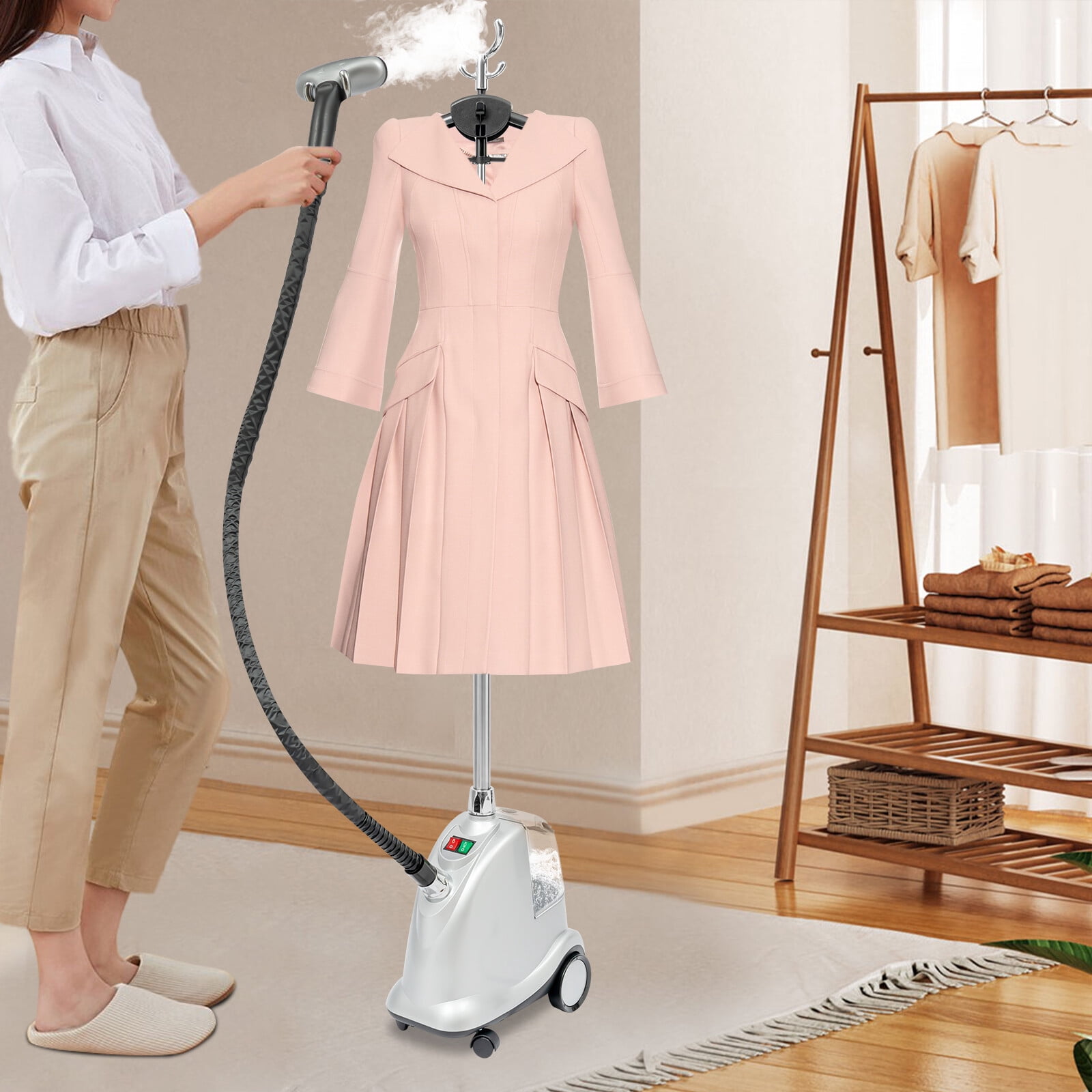 Heavy Duty Garment Clothes Steamer 1800w Standing Clothes Steamer Clothes Hanger 37*23*42 cm for Iron Suits, Shirts, Skirts