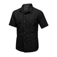 thumbnail image 3 of Cargo Short Sleeve Shirts for Men Breathable Quick Dry Cooling Lapel Collar Button Up UPF 50 Sun Protection Multi Pocket Outdoor Work Tactical Tops, 3 of 8