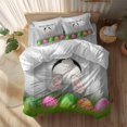 thumbnail image 2 of Happy Easter Queen Size Comforter Set, Vintage White Rabbit Tail Pink Green Egg Wood Grain Bedding for All Seasons, 4 Pcs Bed Set, 1Quiltcover (90"x92") ,1Sheet(94"x116"), 2Pillowcases (30"x20"), 2 of 12