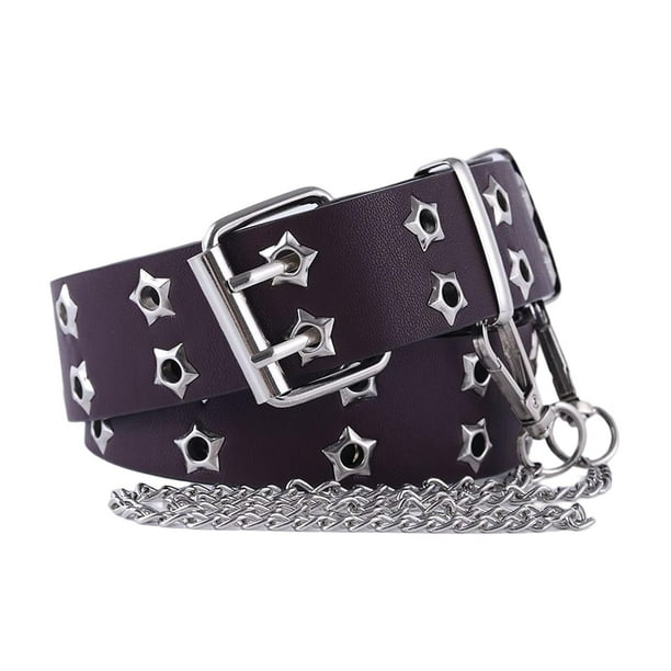 Fashion Casual Double Hole Grommet Belt,Adjustable Jeans Metal