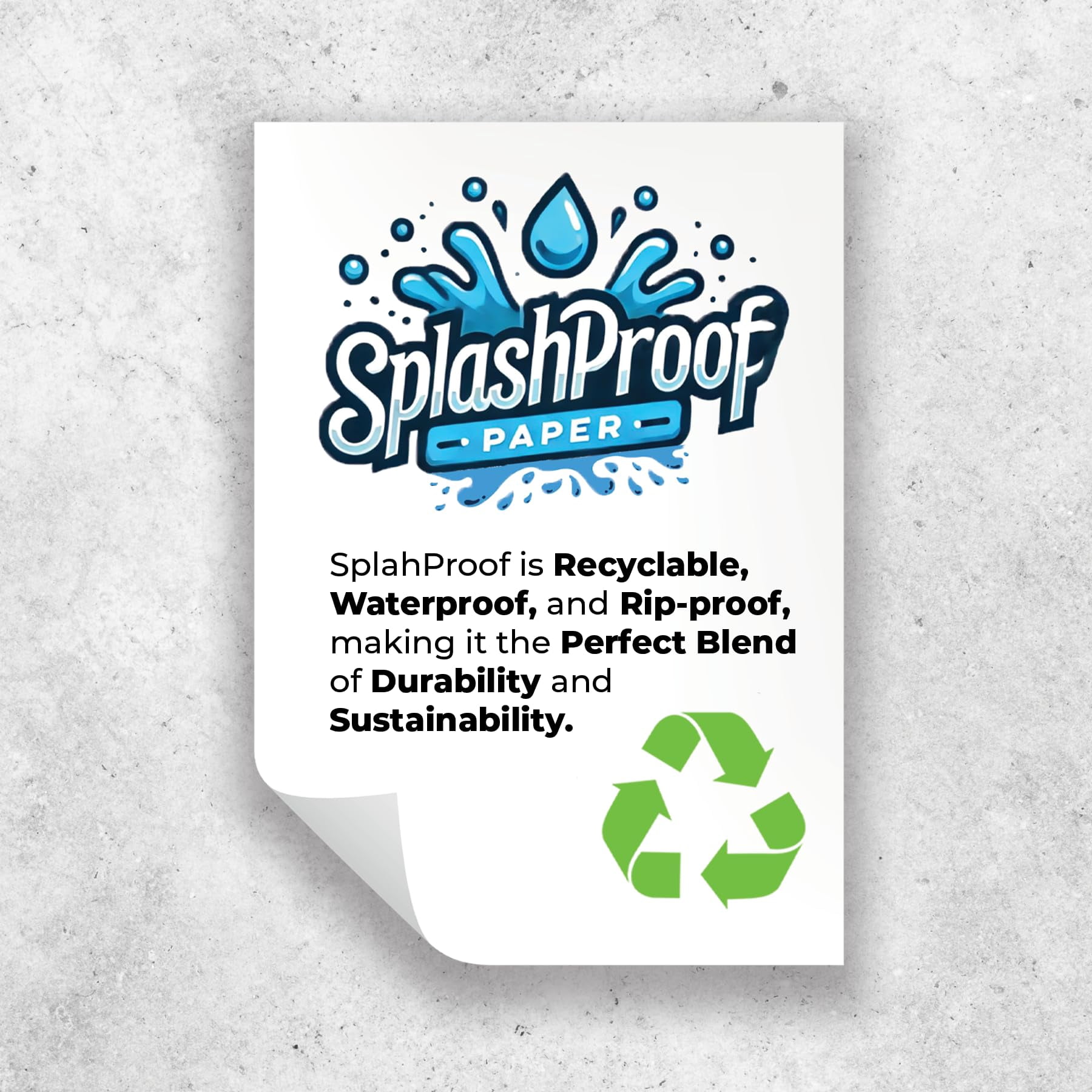 SplashProof Waterproof Paper, 8.5" x 11", 10 Mil, 50 Sheets