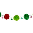 thumbnail image 6 of Northlight Pom Pom Christmas Garland - 4' x 2" - Green and Red - Unlit, 6 of 7