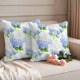 thumbnail image 2 of Summer Hydrangeas Outdoor Waterproof Pillow Covers, White Blue Flowers Pastoral Leaves Decorative Square Throw Pillowcase Sofa Cushion Sham for Patio/Couch/Chair, 18"x18" 2 Pack, 2 of 8