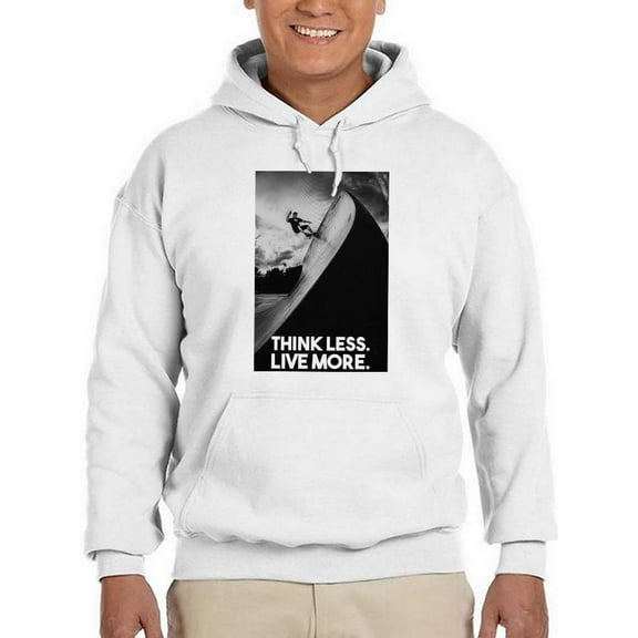 Smartprints Mens Graphic Hoodie White - Think Less. Live More. Cotton Blend Regular Fit