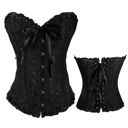 Erwazi Women s Lace Trim Overbust Corset Bustier Lingerie Bodyshaper Top Waist Cincher Shapewear