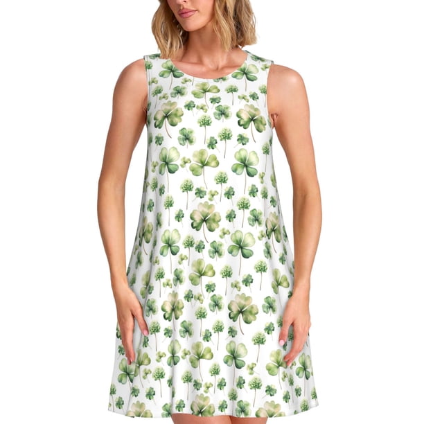 Balery St Patrick's Day3 Vestidos de verano para mujer con estampado: vestido holgado sin mangas, vestido playero informal y cómodo para días calurosos.