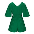 thumbnail image 5 of Tuphregyow Summer Women's Deep V neck Flared Sleeve Jumpsuit Dress, Casual and Relaxed Fit with Pleats and Elastic Waist, Flowy Romper for Comfortable Beach Style Green XL, 5 of 6