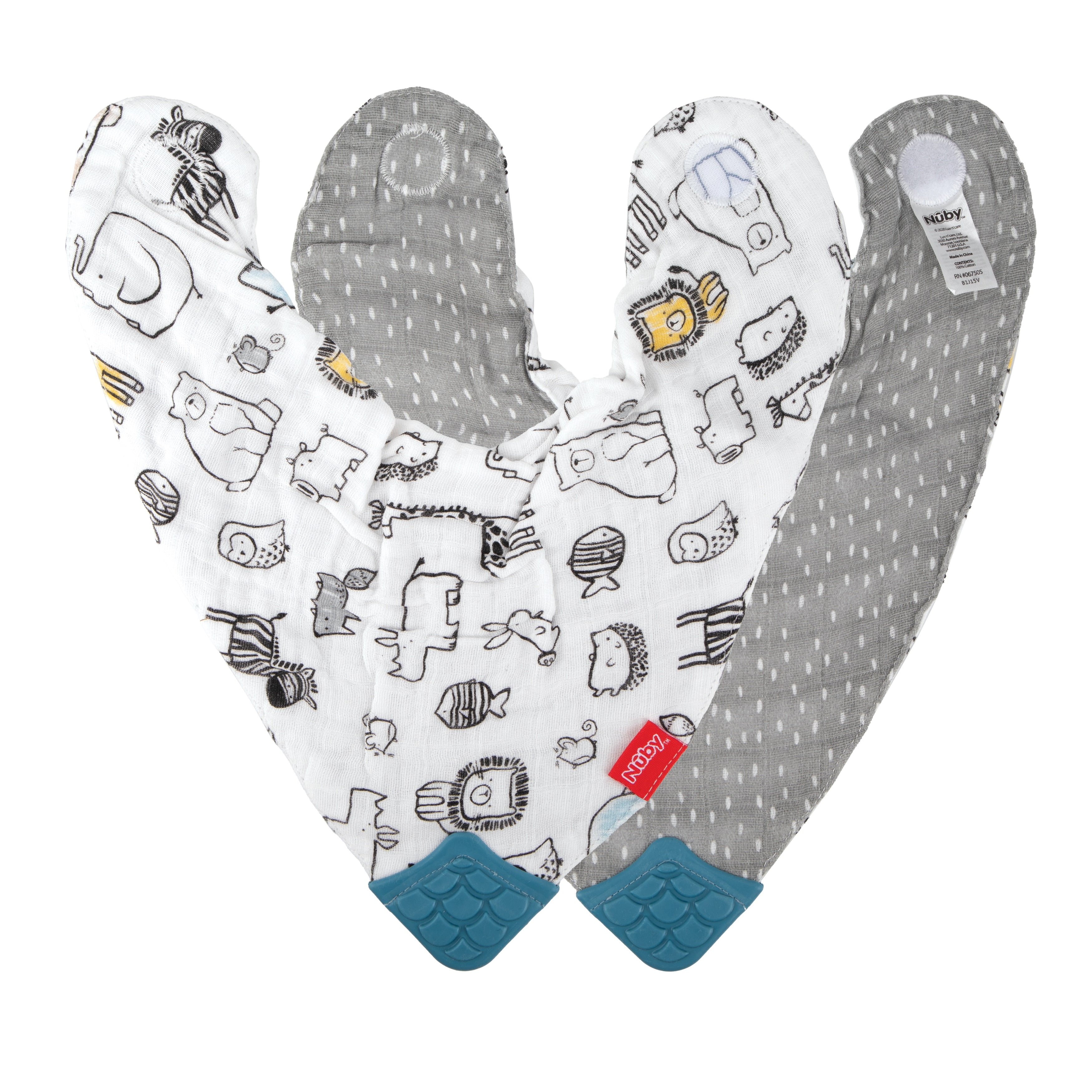 Nuby Cotton Pattern Muslin Bib for Babies and Toddlers, 2 Pack