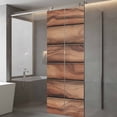 thumbnail image 4 of Western Barn Door Window Privacy Film, Country Farmhouses Wooden Grain Brown Static Cling UV Sun Blocking Tint Film Heat Control Windows Films for Bedroom Bathroom, Window Stickers 23.6"x59", 4 of 8