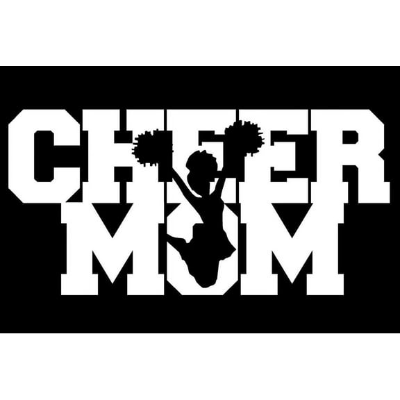 3 Pack - StickerDad® Cheer MOM with Jumper V1 Vinyl Decal - Size: 6", Color: White - Windows, Walls, Bumpers, Laptop, Lockers, etc.
