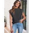 thumbnail image 5 of Women'S Mock Neck Sleeveless Sweater Vest Casual Cap Sleeve Knit Pullover Tank Tops 2025 Spring Summer Clothes Black M, 5 of 8