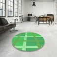 thumbnail image 4 of Ahgly Company Machine Washable Indoor Round Transitional Neon Green Area Rugs, 3' Round, 4 of 7