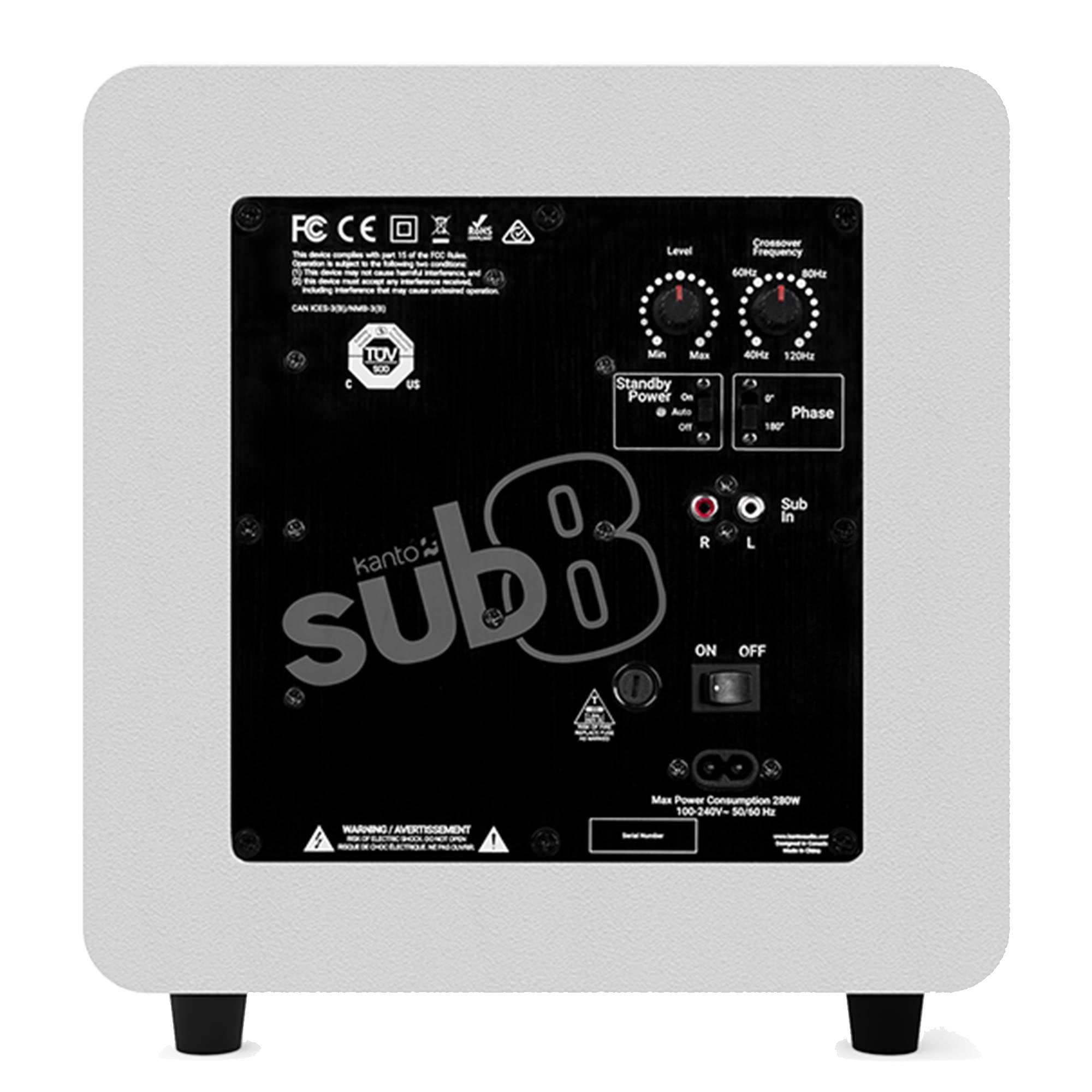 Kanto Ren Powered Speaker System (black) and SUB8 Powered 8in Subwoofer (white) Bundle