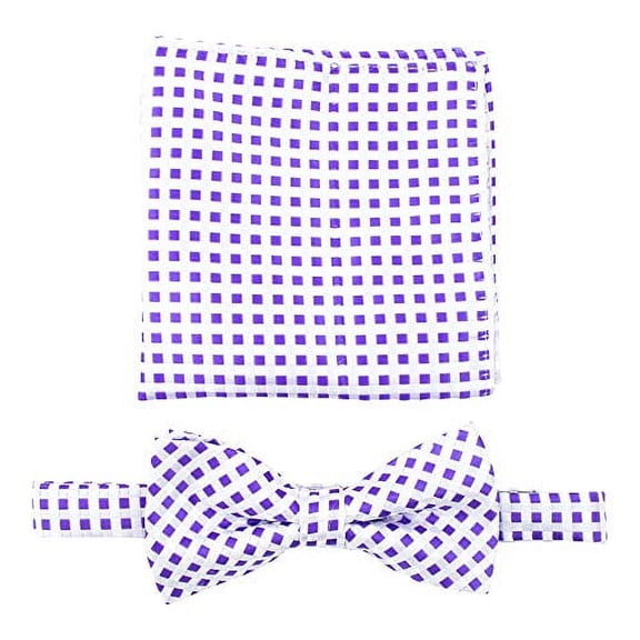 Kid's & Adults Adjustable Pre-Tied Bow Tie Elegant Bow Tie For Men Set | Purple Bow Tie With Pocket Square