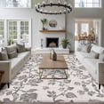 thumbnail image 4 of Farmhouse Grey Large Area Rugs for Bedroom Living Room, Soft Non Slip Carpet Bedside Rug, Vintage Flower Leaf Botanical Plant Rectangular Floor Cover Kitchen Accent Rug 5'x8' for Dining Room/Office, 4 of 9
