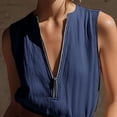 thumbnail image 4 of SZJXBUY Combinaisons de Randonnée pour Femmes Été Chic Décontracté Sans Manches à Fermeture Éclair devant Combinaison avec Poches Grande Taille Col en V Combinaisons Courtes pour Vacances Quotidien Bleu Marine,TTG, 4 of 6
