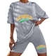 thumbnail image 1 of MKLEKYY Pantalones Cortos Para Correr Mujer Conjunto De Pantalones Cortos Casuales De Dos Piezas Con Cuello Redondo Y Manga Corta Para Mujer, 1 of 3